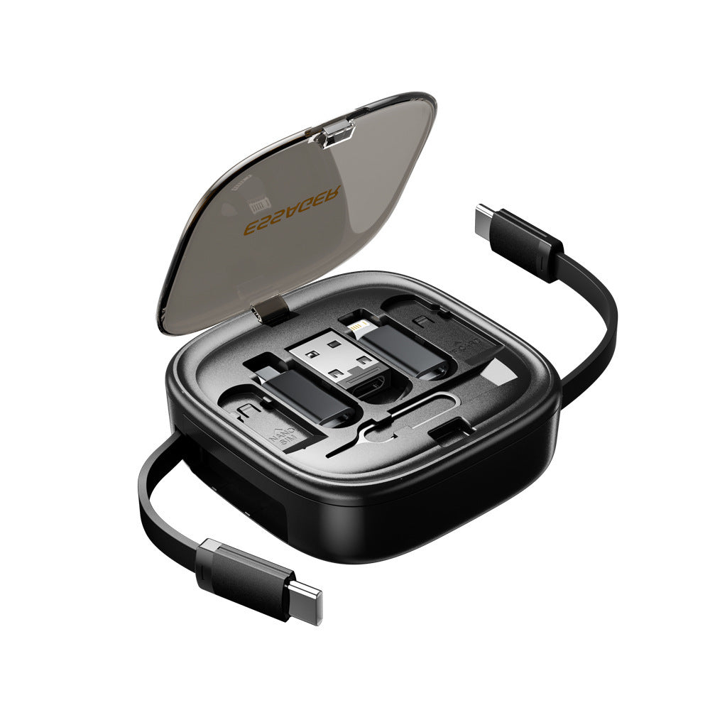 Multi-Kabel Ladebox – Flexibles 0,5–1m Kabel mit Lightning, Type-C, OTG & Micro-USB