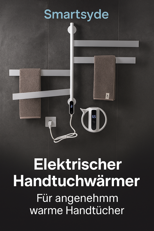 Luxus Handtuchheizkörper – Schwarz, Edelstahl, Elektrisch beheizt mit Touch-Bedienung