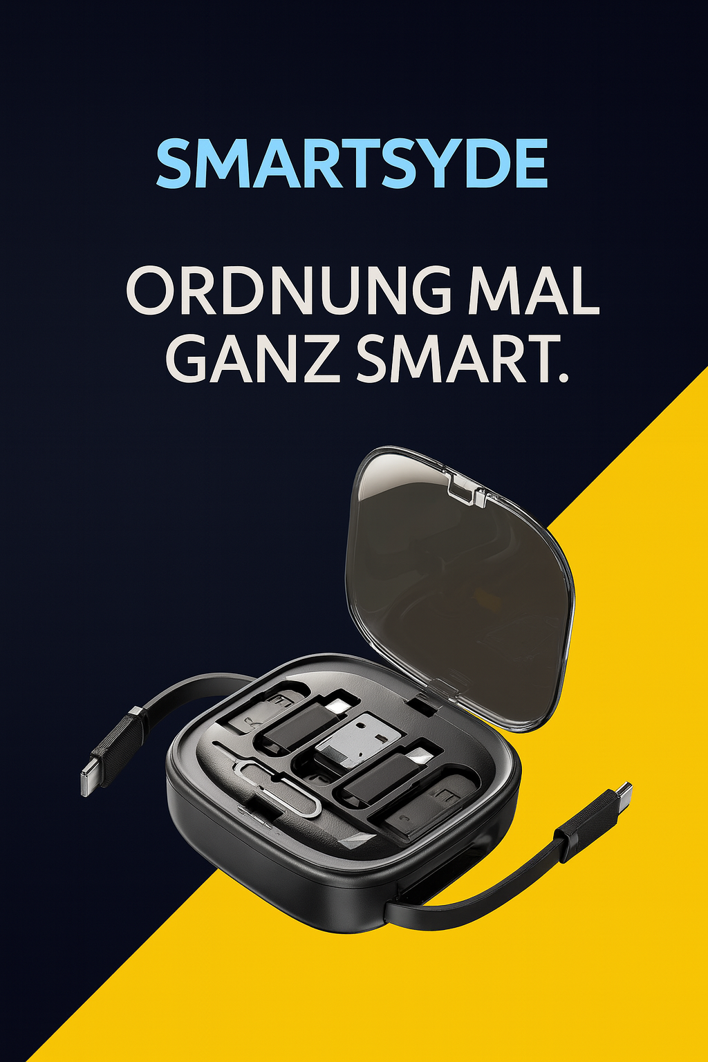 Multi-Kabel Ladebox – Flexibles 0,5–1m Kabel mit Lightning, Type-C, OTG & Micro-USB