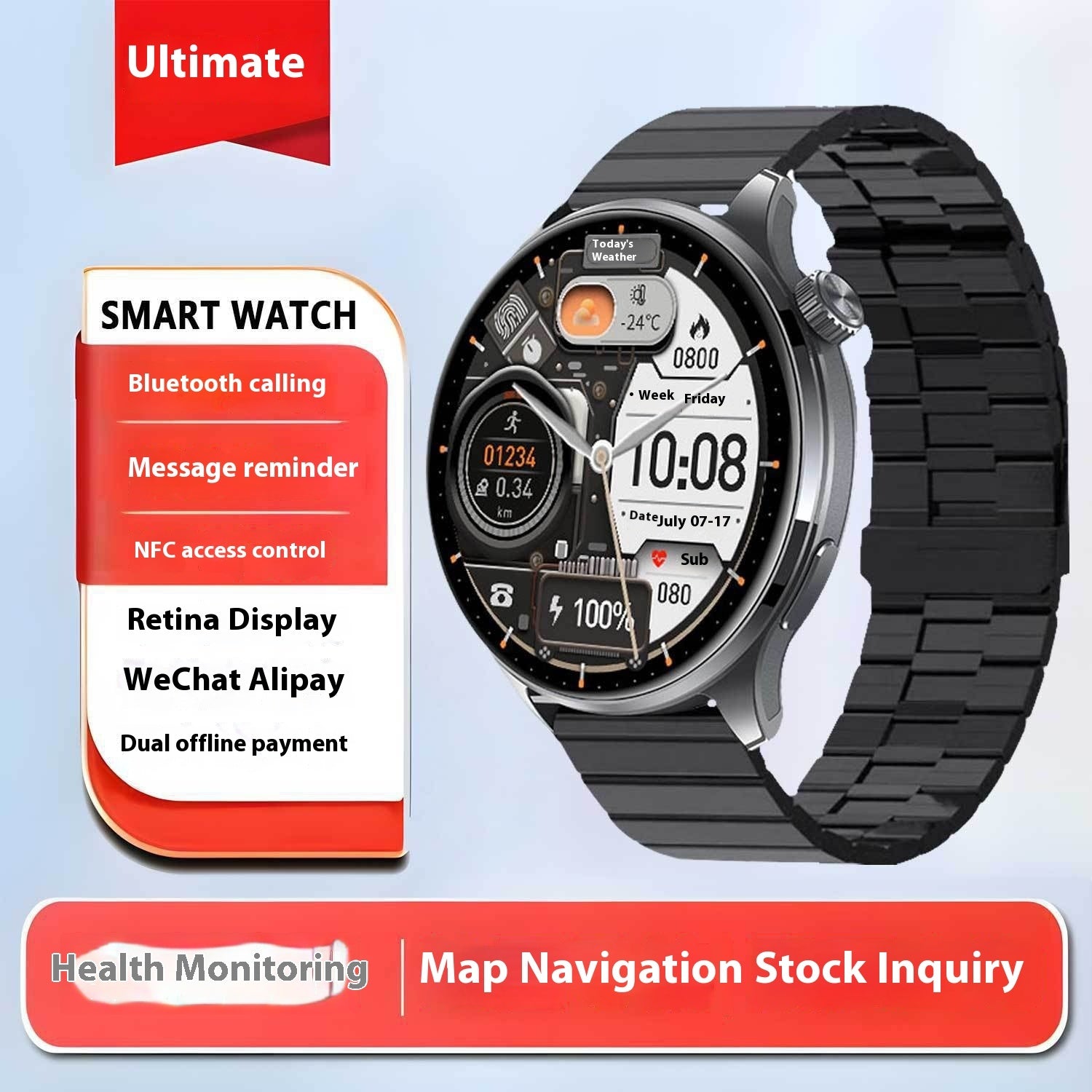 Allround Smartwatch – Für Alltag, Freizeit & Sport – Wasserdicht & robust